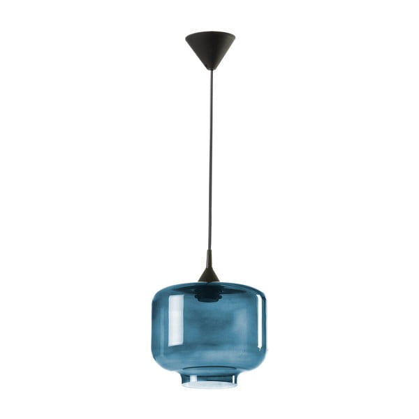 Černé závěsné svítidlo s modrým skleněným stínidlem Tierra Bella Ambar, ø 25 cm