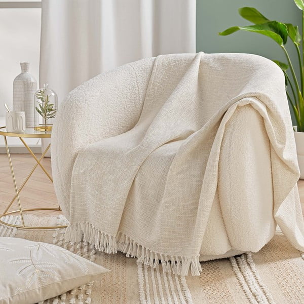 Krémová deka s příměsí bavlny 125x150 cm Ziggy – douceur d'intérieur-image-2