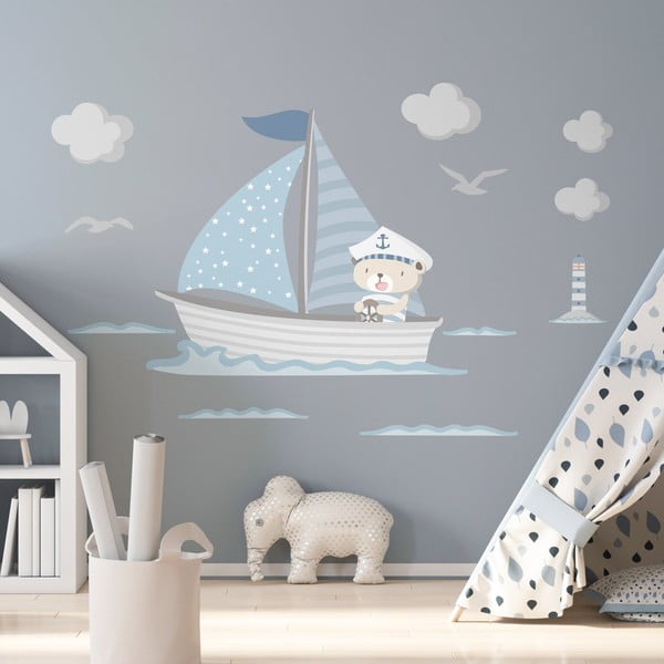 Modré dětské samolepky na zeď Ambiance Captain Teddy-image-4