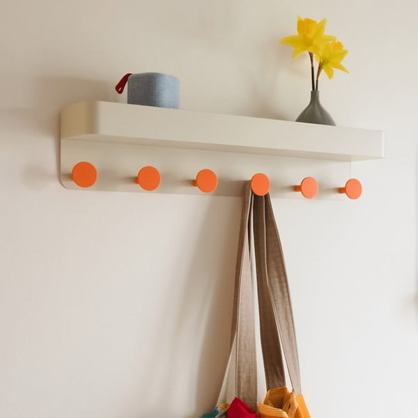 Béžový kovový nástěnný věšák s poličkou - Remember-image-1