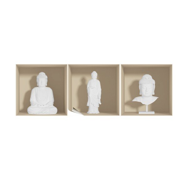 Sada 3 samolepek s 3D efektem Ambiance White Buddha-image-1