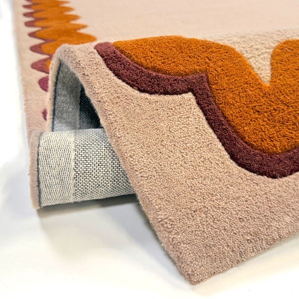 Oranžový/v přírodní barvě ručně tkaný vlněný koberec 140x200 cm Wiggle Wool – Flair Rugs-image-4