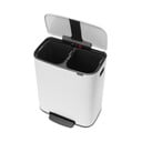 Bílý nášlapný ocelový odpadkový koš na tříděný odpad 2x30 l Bo – Brabantia