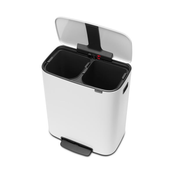 Bílý nášlapný ocelový odpadkový koš na tříděný odpad 2x30 l Bo – Brabantia