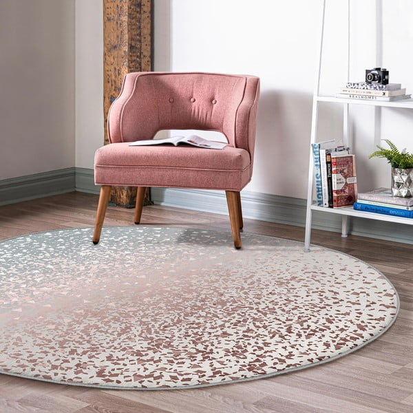 Pratelný kulatý koberec v šedo-měděné barvě vhodný pro robotické vysavače ø 120 cm Comfort – Mila Home-image-3