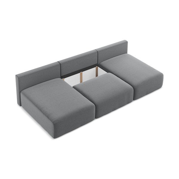 Šedá sametová rozkládací/s úložným prostorem rohová pohovka (do "U") Kalena – Makamii-image-4