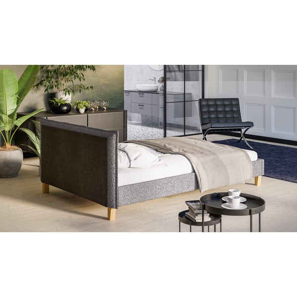 Šedá čalouněná dvoulůžková postel s roštem 140x200 cm Tina – Ropez-image-3
