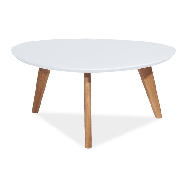 Bílý odkládací stolek s nohama z dubového dřeva Signal Milan, 80 x 80 cm