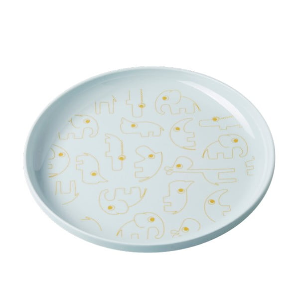 Dětský světle modrý talíř se žlutými detaily Done by Deer Yummy, Ø 20,5 cm