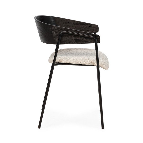 Černá/béžová čalouněná jídelní křesla v sadě 2 ks s područkami Cora – MOME-image-3