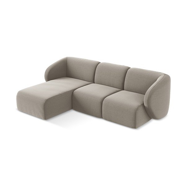 Světle hnědá sametová rohová pohovka (levý roh/s lenoškou) Lani – Makamii-image-2