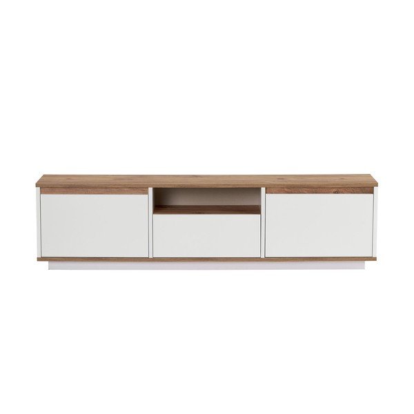 Bílý/v přírodní barvě TV stolek v dekoru borovice 160x42x30 cm Sentinel – Kalune Design-image-3