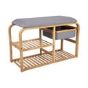 Bambusový botník s šedým polstrováním Leitmotiv Bench, šířka 70 cm