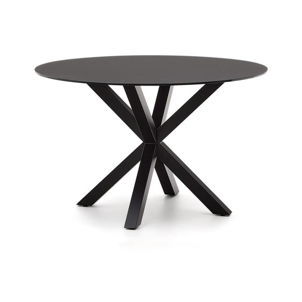 Černý kulatý jídelní stůl se skleněnou deskou ø 120 cm Argo – Kave Home