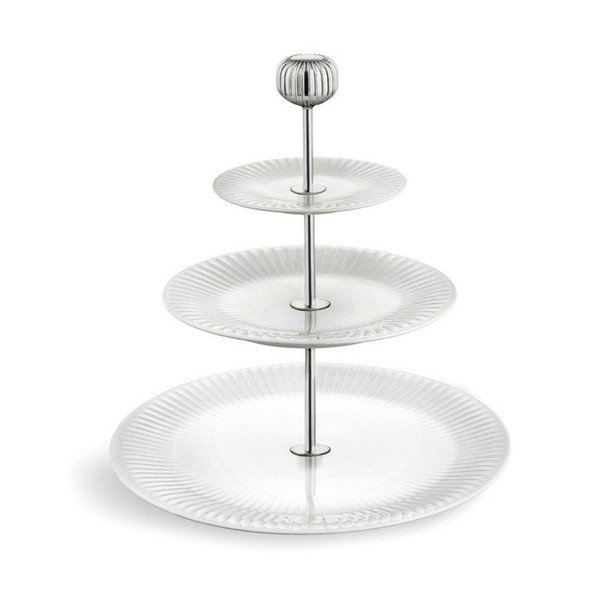 Třípatrový bílý porcelánový etažér Kähler Design Hammershoi Etagere, ⌀ 28 cm