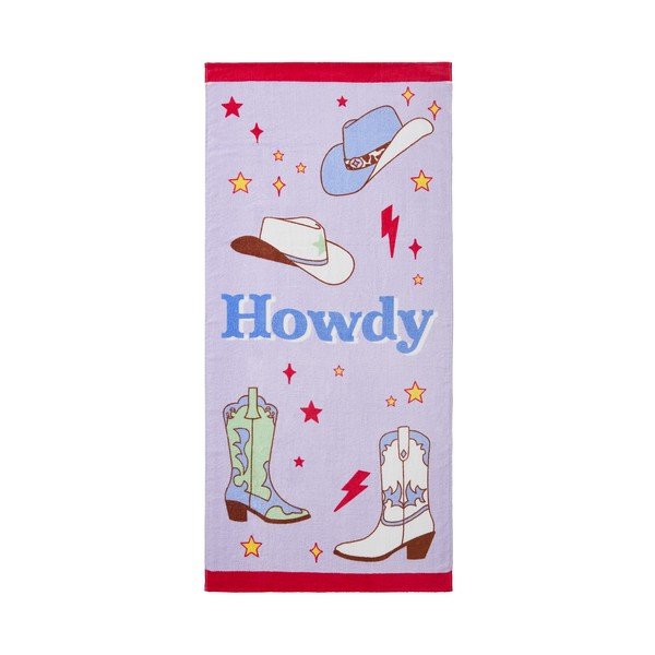 Fialová froté bavlněná plážová osuška 76x160 cm Howdy Cowgirl – Sassy B