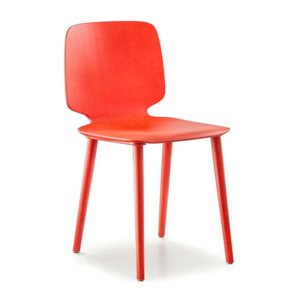 Červená dřevěná židle Pedrali Babila