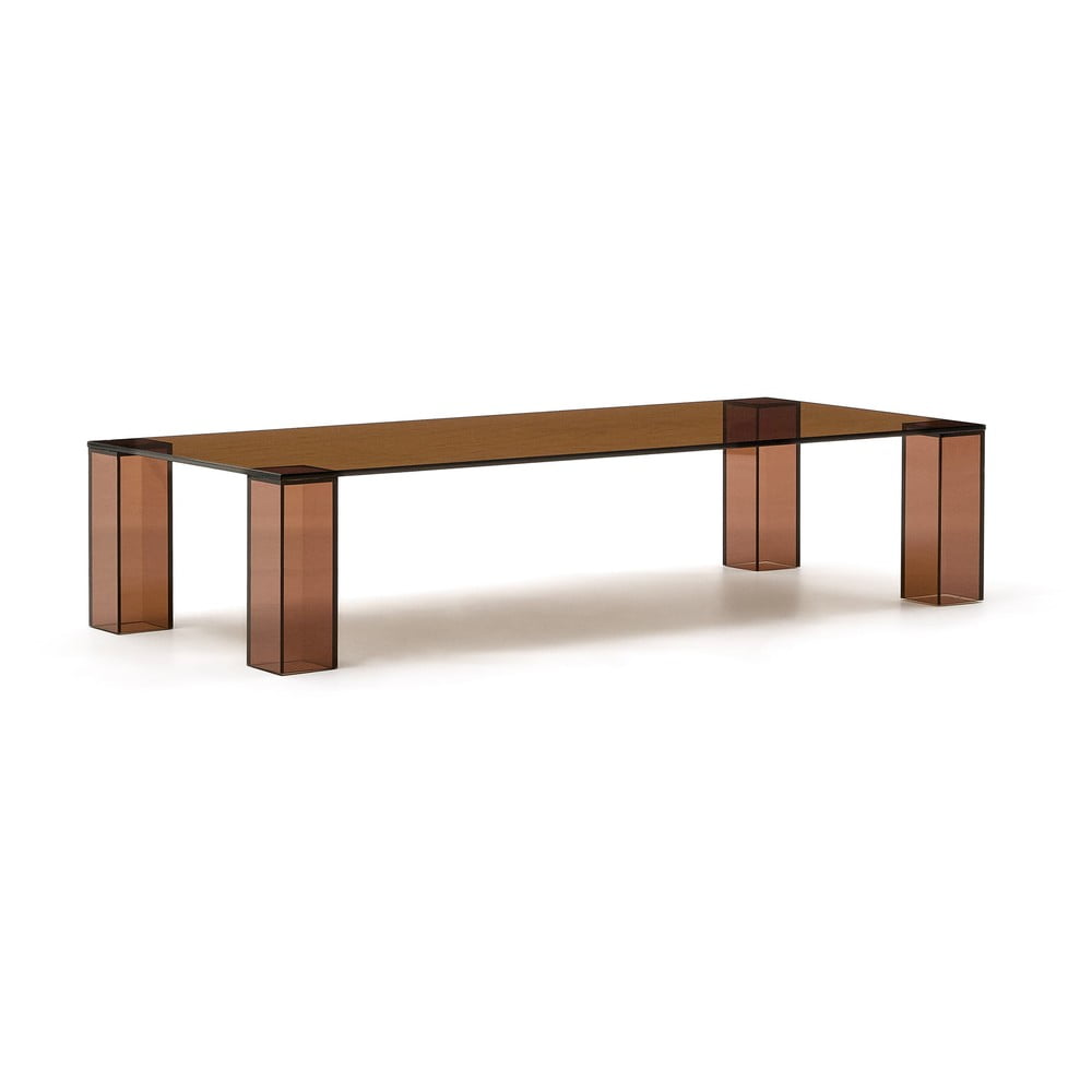 Hnědý skleněný konferenční stolek 60x140 cm Adularia – Kave Home