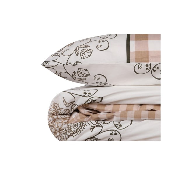 Bílo-růžové povlečení na jednolůžko z bavlny Renforcé 140x200 cm Nazenin – Mijolnir-image-2