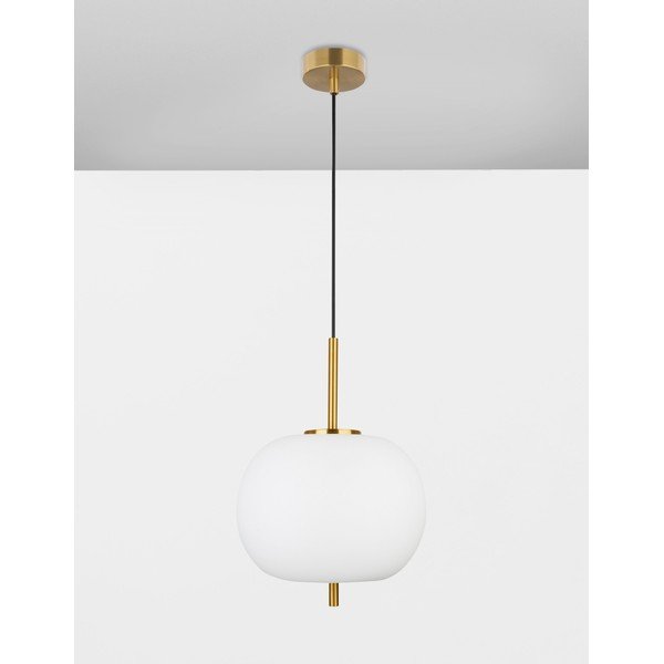 Bílé/v mosazné barvě skleněné závěsné svítidlo ø 30 cm Lato – Nova Luce-image-4