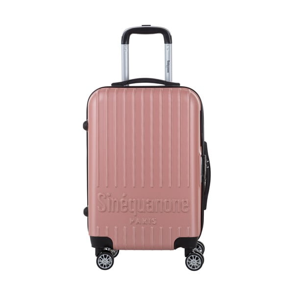 Světle růžový cestovní kufr na kolečkách s kódovým zámkem SINEQUANONE Iskra, 44 l