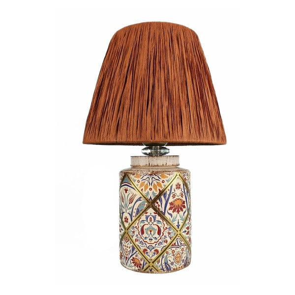 Stolní lampa v terakotové barvě se stínidlem z papírového výpletu (výška 40 cm) Alev – Opviq lights