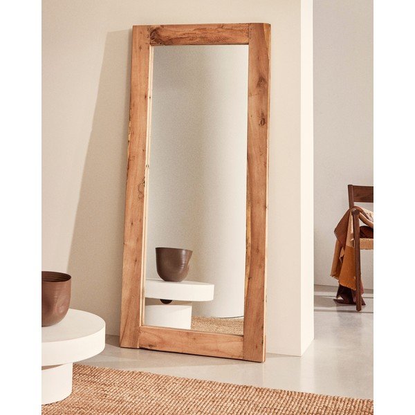 Nástěnné zrcadlo s dřevěným rámem 80x180 cm Maden – Kave Home-image-1