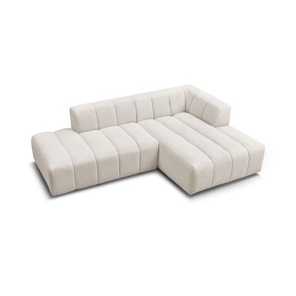 Bílá rohová pohovka z textilie bouclé (pravý roh/s lenoškou) Annecy – Bobochic Paris-image-4