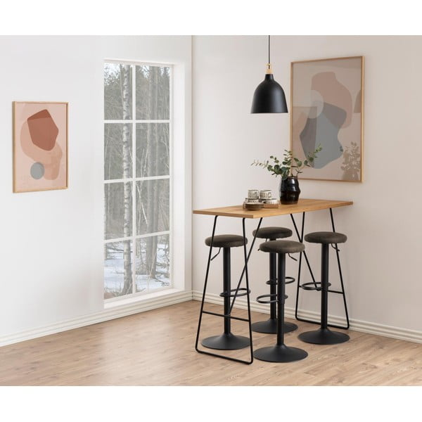 Šedá čalouněná barová stolička s nastavitelnou výškou (výška sedáku 62 cm) Finch – Actona-image-2