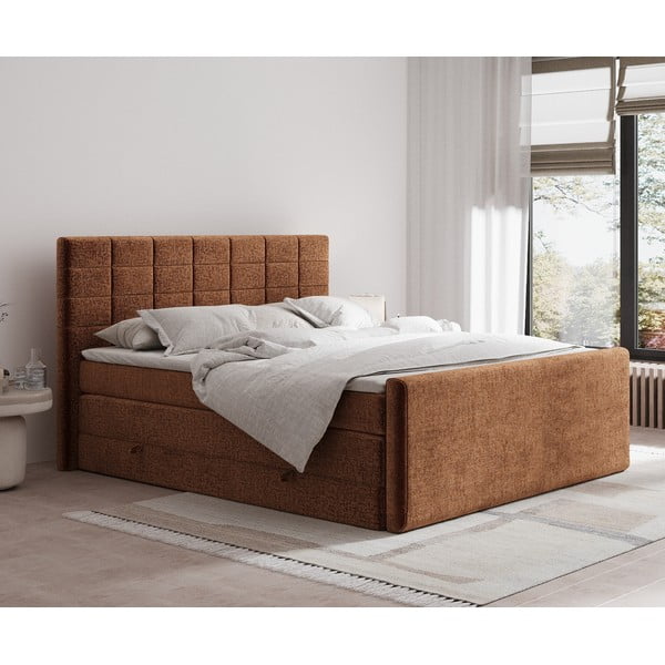 Oranžová boxspring postel s úložným prostorem 180x200 cm Ava – Maison de Rêve-image-1