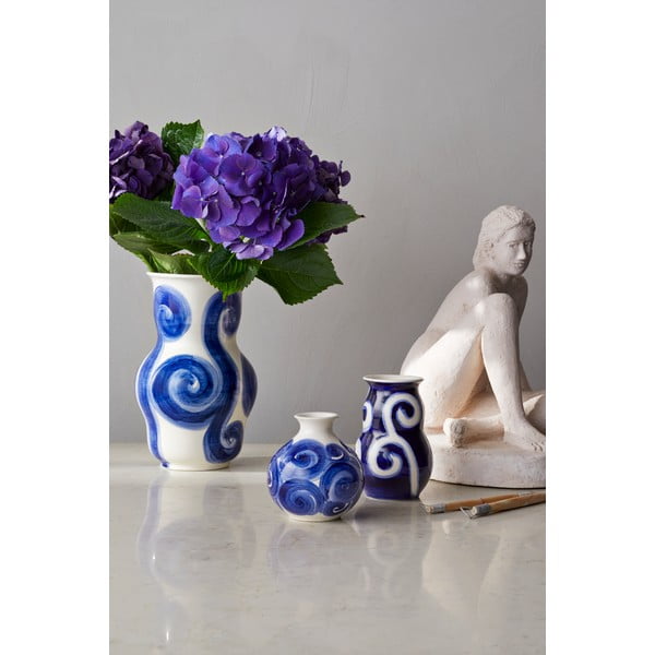 Modrá ručně malovaná váza z kameniny Tulle – Kähler Design-image-4