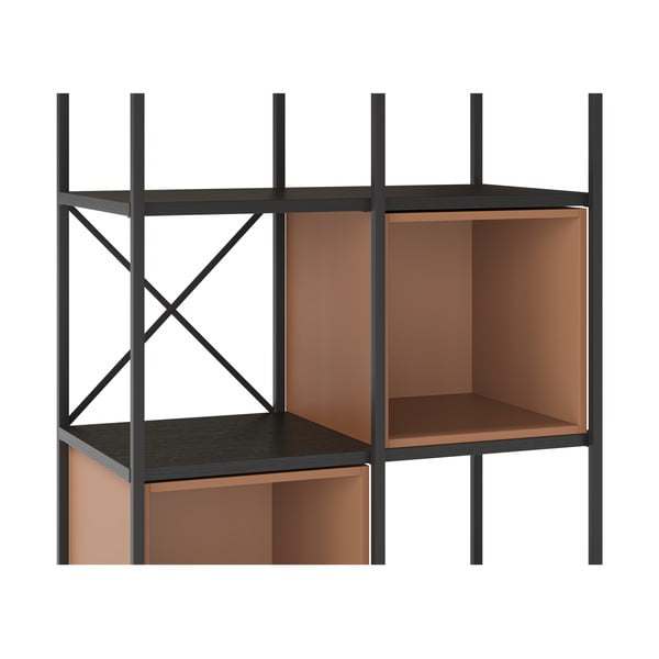 Knihovna v černo-cihlové barvě 71x179 cm Anya – Marckeric-image-4