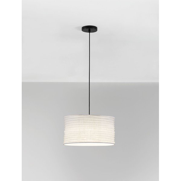 Bílé lněné závěsné svítidlo ø 38 cm Linnet – Nova Luce-image-2