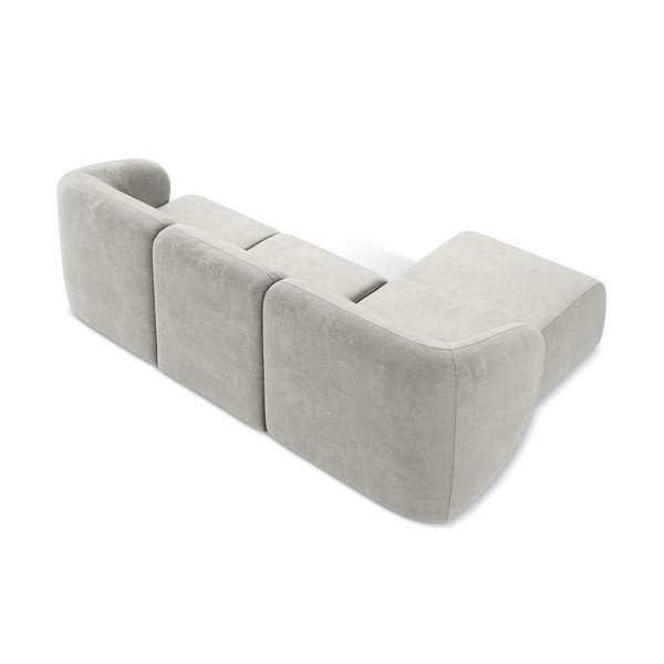 Světle šedá žinylková rohová pohovka (levý roh/s lenoškou) Lani – Makamii-image-3