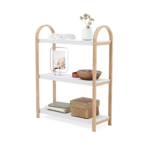 Bílý přírodní regál v dekoru exotického dřeva 72x90 cm Bellwood – Umbra-image-4