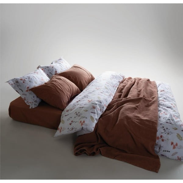 Bílé povlečení na jednolůžko z bavlny Renforcé 140x200 cm Floral Dance Autumn – Mila Home Luxury-image-1