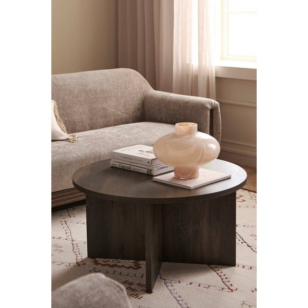 Hnědý kulatý konferenční stolek z MDF ø 85 cm Poppy – Ellos Home-image-2
