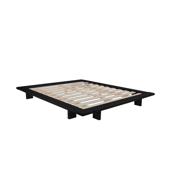 Dvoulůžková postel z borovicového dřeva s matrací Karup Design Japan Double Latex Black/Black, 160 x 200 cm-image-3