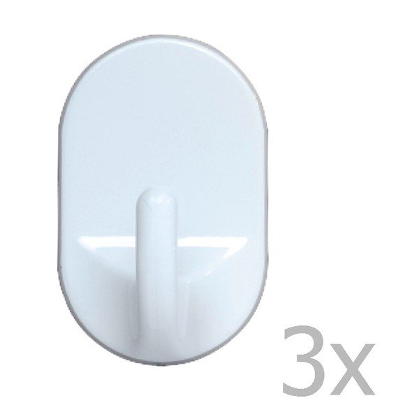 Sada 3 nástěnných háčků Wenko Medium Oval Hooks White-image-1
