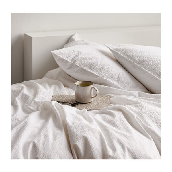 Bílé povlečení z bio bavlny 200x140 cm Wave Optical - Södahl-image-1