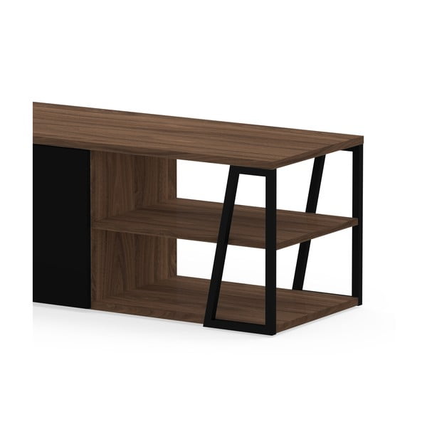 Černý TV stolek v dekoru ořechu 190x45 cm Albi - TemaHome-image-4