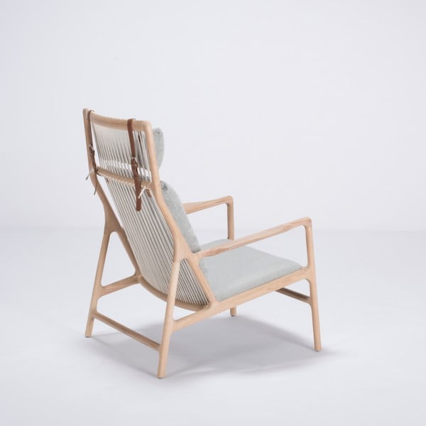 Křeslo s konstrukcí z dubového dřeva se modrošedým textilním sedákem Gazzda Dedo-image-2