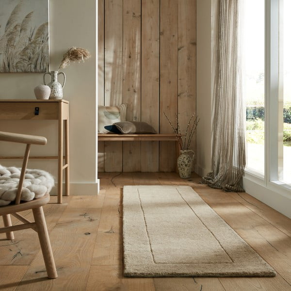 Béžový vlněný běhoun 60x230 cm – Flair Rugs-image-1