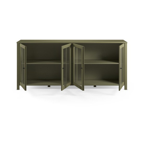 Zelená vitrína z borovicového dřeva 186x80x40 cm Alessandra – Marckeric-image-3