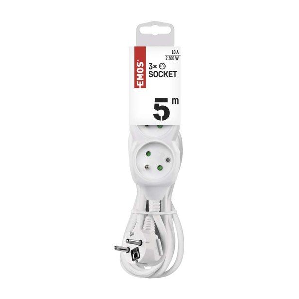 Bílý prodlužovací kabel se 3 zásuvkami EMOS, 5m-image-1