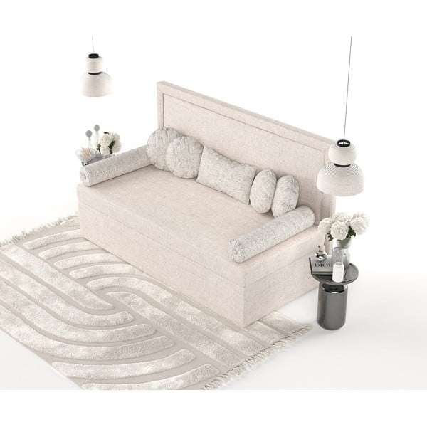 Béžová čalouněná jednolůžková postel 90x200 cm Scala – Maison de Rêve-image-4