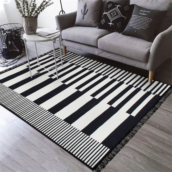 Černo-bílý oboustranný koberec Klotho, 120 x 180 cm-image-3