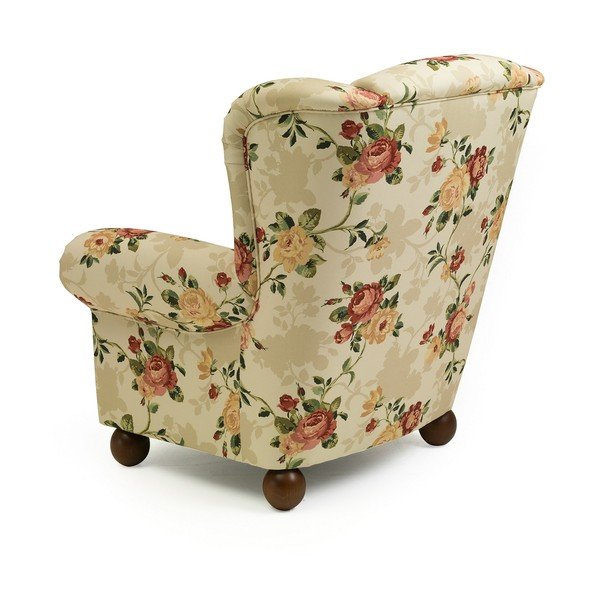 Béžové květované křeslo ušák Max Winzer Monarch Chenille-image-4