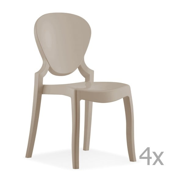 Sada 4 pískově béžových jídelních židlí Pedrali Queen