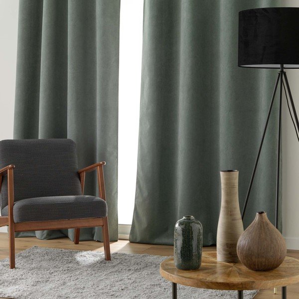 Khaki sametový závěs 140x260 cm Olympe – douceur d'intérieur-image-2